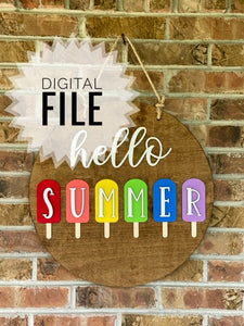 Digital SVG File Only - Hello Summer 18" Round