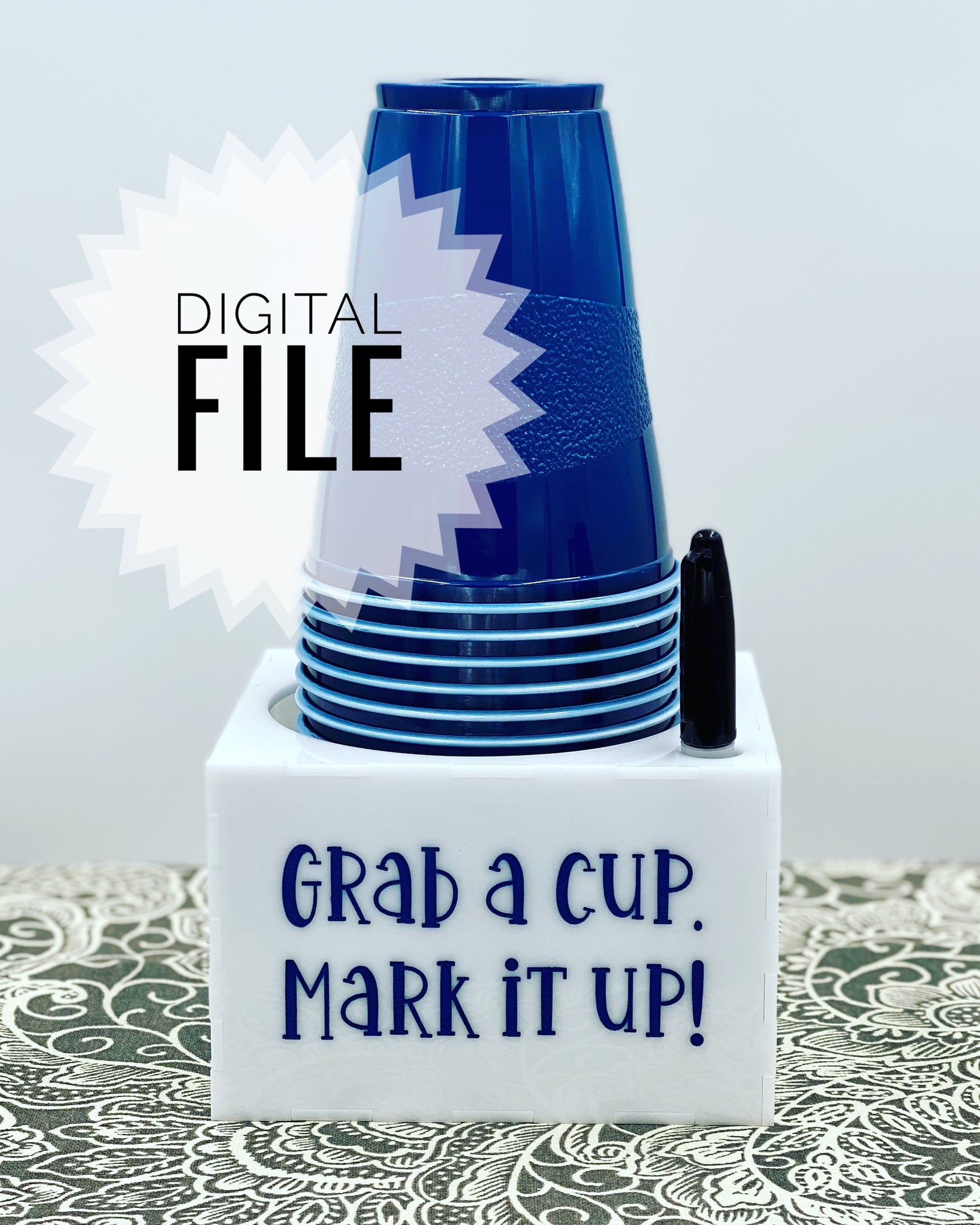 Digital SVG File Only - Single Cup & Marker Holder